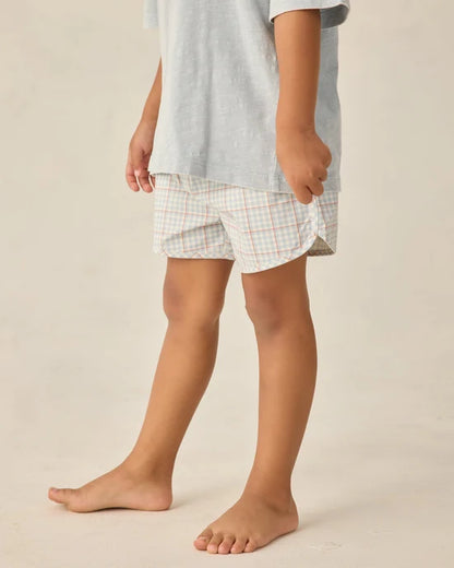 Swim Trunk || Light Blue Plaid