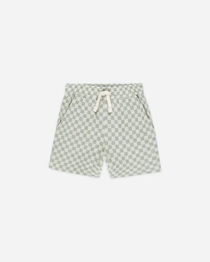 Collared Short Sleeve Shirt + Short Set  || Sage Check
