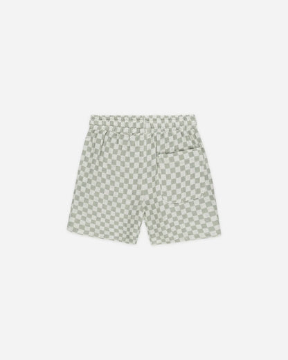 Collared Short Sleeve Shirt + Short Set  || Sage Check