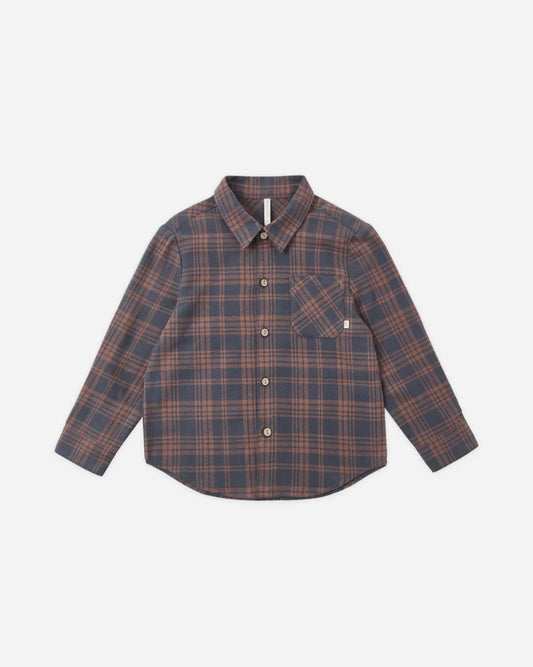 Collared Long Sleeve Shirt Midnight Plaid