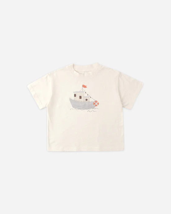 Relaxed Tee Tug Boat + Perry Short Heathered Cocoa
