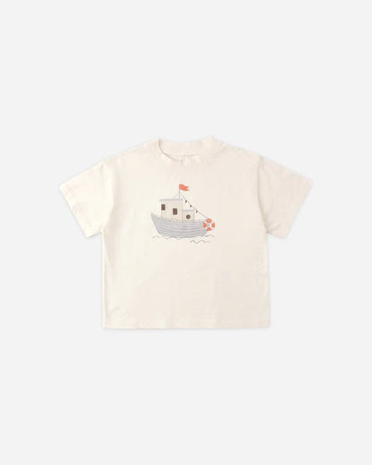 Relaxed Tee Tug Boat + Perry Short Heathered Cocoa