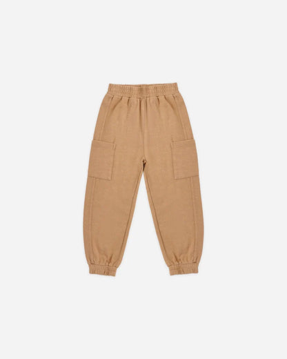 Relaxed Long Sleeve Tee Blue Stripe + Cargo Jogger Fawn