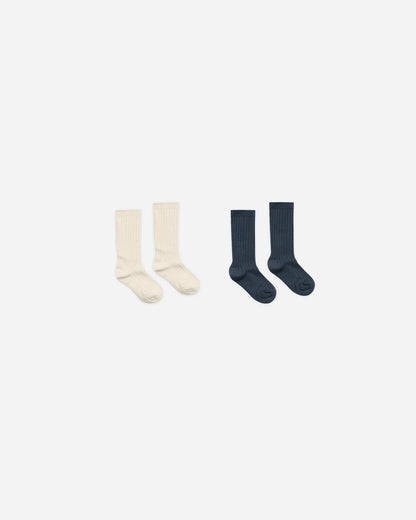 Ribbed Socks | Natural, Navy