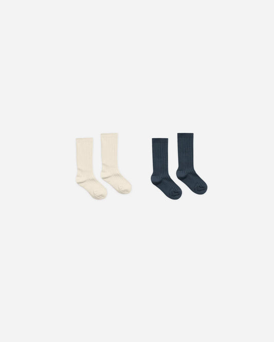 Ribbed Socks | Natural, Navy