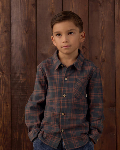Collared Long Sleeve Shirt Midnight Plaid