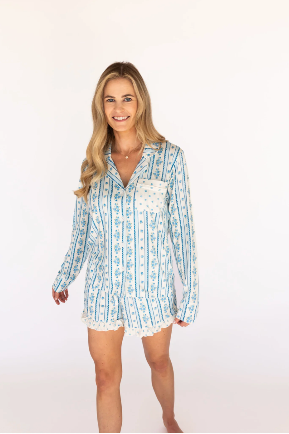 Forever Blooming Women's Long Sleeve Short Set