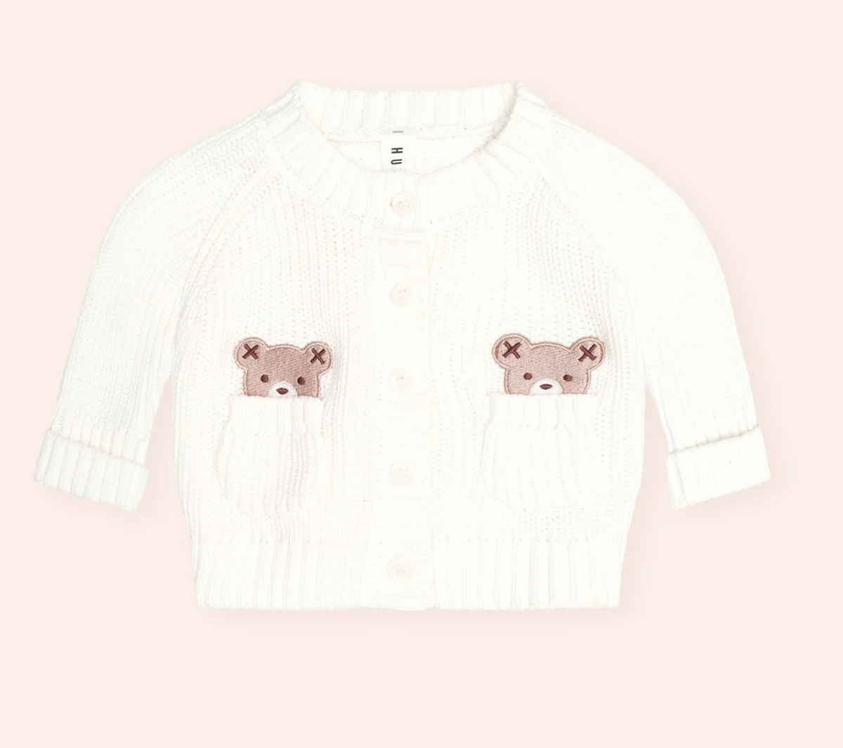 Newborn Peekaboo Hux Cardi | Almond Milk