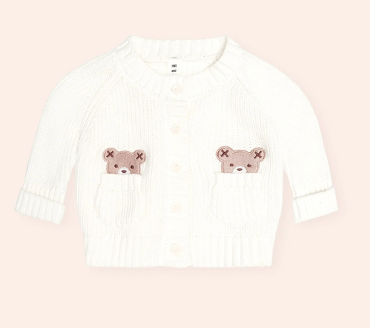Newborn Peekaboo Hux Cardi | Almond Milk