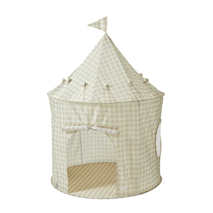 3 Sprouts Gingham Beige Recycled Fabric Play Tent