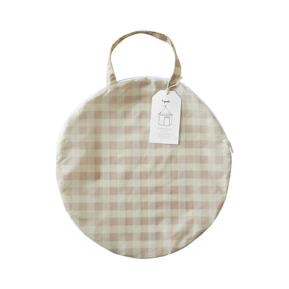 3 Sprouts Gingham Beige Recycled Fabric Play Tent