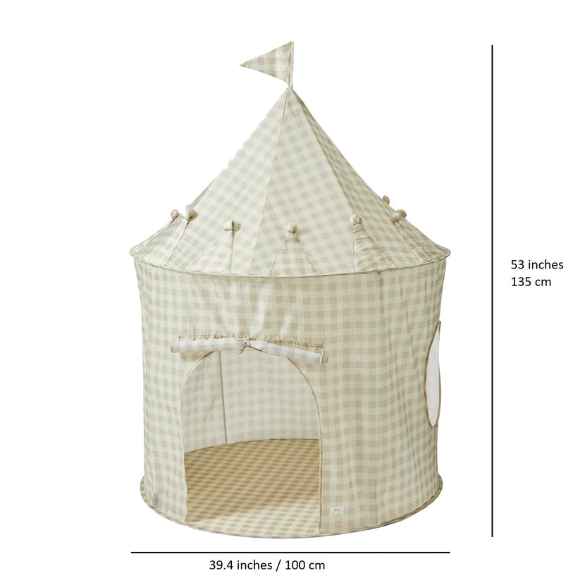 3 Sprouts Gingham Beige Recycled Fabric Play Tent