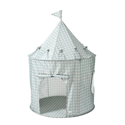 Gingham blue recycled fabric play tent