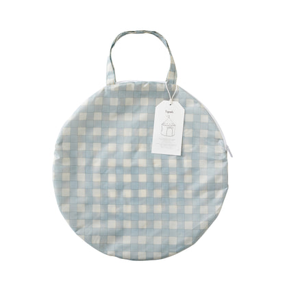 Gingham blue recycled fabric play tent