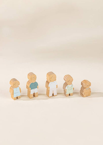 Set of 5 Family Wooden Dollhouse Characters