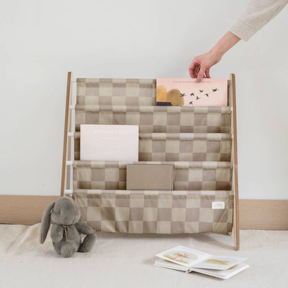 Recycled Fabric Kids Book Rack - Checkerboard Colours