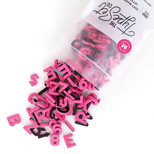 1" 200pc Hot Pink Magnetic Letters