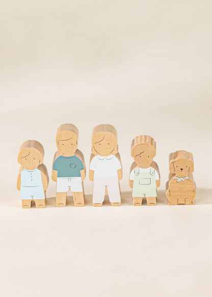 Set of 5 Family Wooden Dollhouse Characters