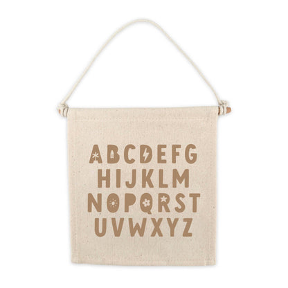 Alphabet (Brown) Canvas Hang Sign - Kids Canvas Banner Decor