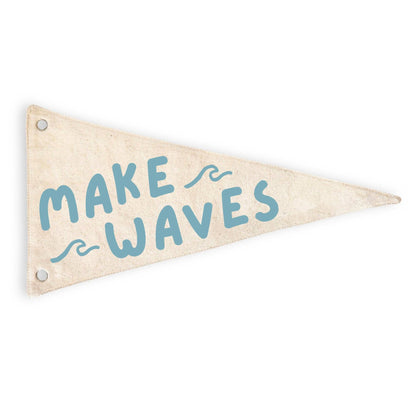 Make Waves Canvas Pennant Flag - Surf Coastal Decor