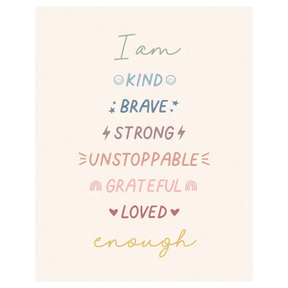 Affirmations Banner (Muted Rainbow) - Kids Wall Hanging