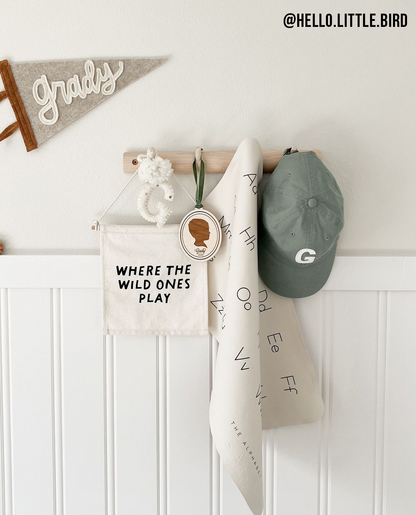 Where The Wild Ones Play Canvas Hang Sign - Kids Decor