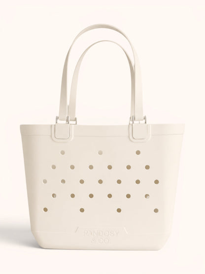 Haul-All Large Tote in Cream, front view