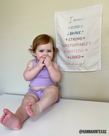 Affirmations Banner (Muted Rainbow) - Kids Wall Hanging