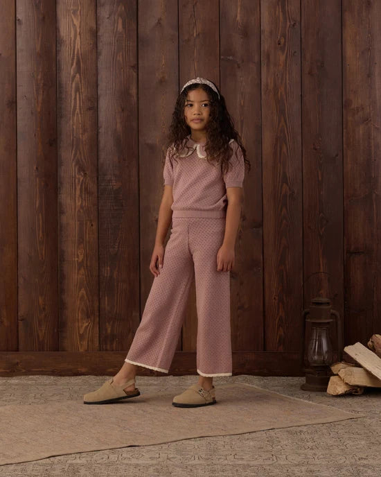 Pointelle Collared Top + Pointelle Knit Pant | Rosewood