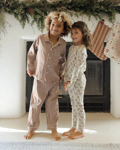 Long Sleeve Pajamas || Brick Gingham