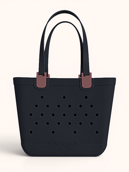 Haul-All Large Tote in Black, front view
