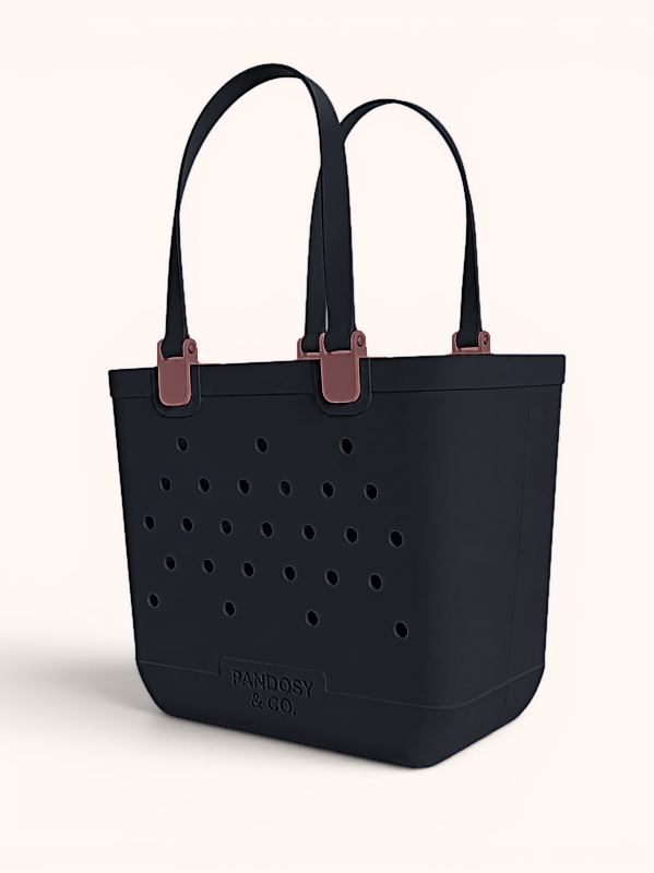 Haul-All Large Tote in Black, angled view