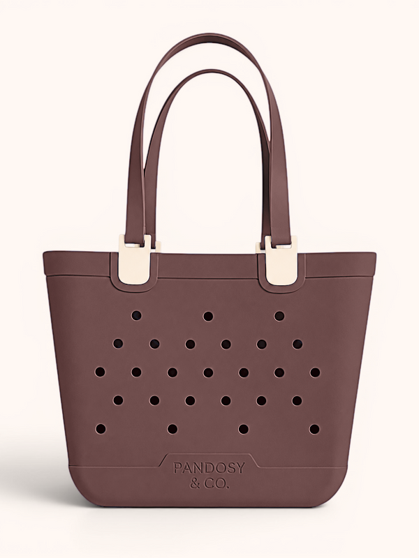 Haul-All Large Tote in Brown, front view