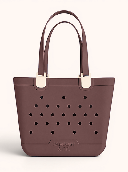 Haul-All Large Tote in Brown, front view